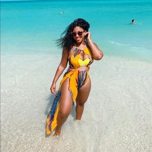 Yellow swim suit cover up